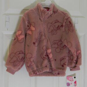 Disney Junior Minnie Mouse Pink Fleece Zip Up Jacket 4T NWT